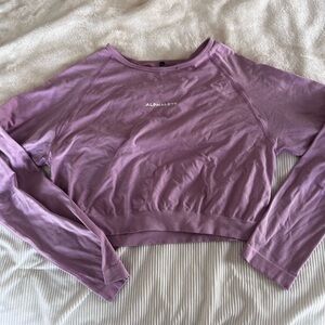 Alphalete Pink Long Sleeve Crop Top